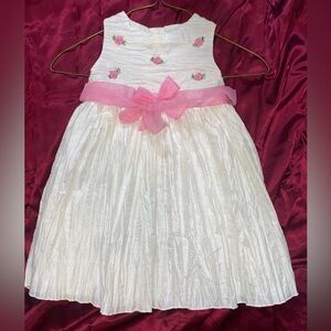 George Toddler Dress in White and Pink